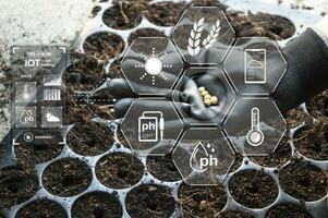 The concept of using AI and smart farming photo