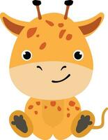 Cute sitting giraffe Cartoon Illustration. vector