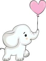 Cute cartooon elephant with a balloon vector