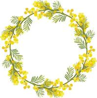 floral frame with a bouquet of yellow mimosa flowers vector
