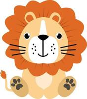 Cute Lion Sitting Cartoon Vector Icon Illustration.