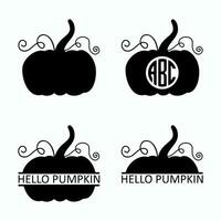 Pumpkin monogram frame set vector illustration