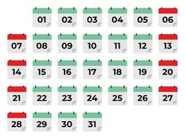 vecter sencillo icono calandrar, 31 día de el mes, colección de calendario simbolos vector