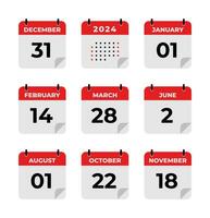 conjunto vecter sencillo icono calandrar, mes de el año, colección de calendario simbolos vector