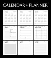 Calendar 2024, daily, weekly monthly planner and note, minimal design, week start sunday template. vector