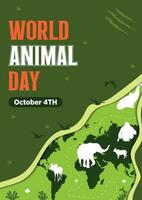 Poster Template World Animal Day With Flora and Fauna Vector Illustration