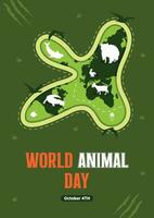 Poster Template World Animal Day With Flora and Fauna Vector Illustration 1.4