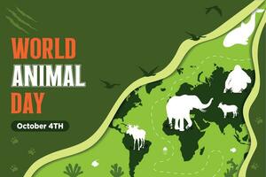 Vector World Animal Day With Flora and Fauna Illustration