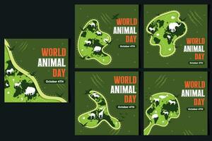 Social Media Feeds World Animal Day With Flora and Fauna Vector Illustration 1.1 Version