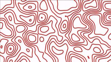 Red color abstract pattern with animation of morphing line as topographic map video