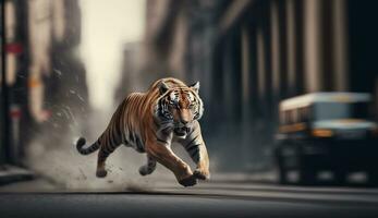 Realistic tiger, lion photography, Ai Generative photo