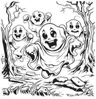 cute Ghosts coloring pages vector