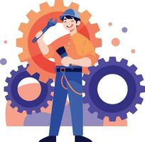 Hand Drawn Engineer or architect in flat style vector