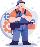 Hand Drawn Engineer or architect in flat style vector