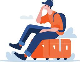 Hand Drawn Tourist is traveling in flat style vector