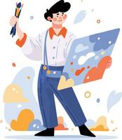 Hand Drawn Painter is drawing with creativity and fun in flat style vector