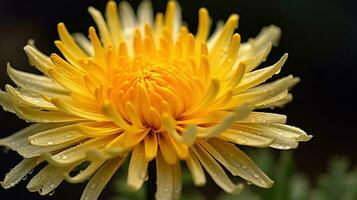 amarillo crisantemo flor, flora en naturaleza generativo ai, ai generado foto