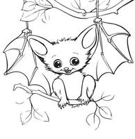 A cute bat coloring pages for kids vector