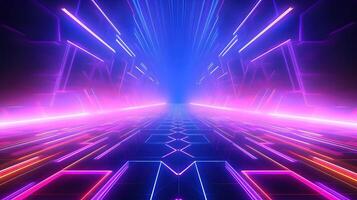 neon futuristic sci fi background with glowing neon lines and lights , photo