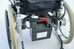 Battery of electric wheelchair for patient or people with disability people. photo