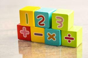 Math number colorful, education study mathematics learning teach concept. photo