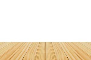 Empty wooden table top isolated on white background for product display montage photo