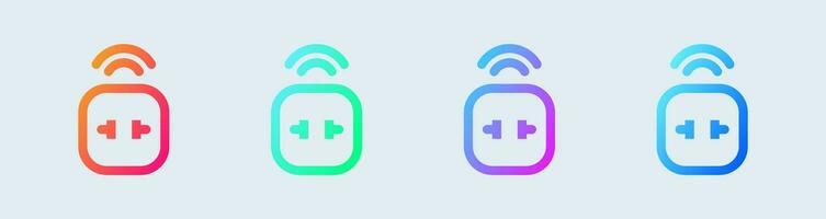 Smart plug line icon in gradient colors. House control signs vector illustration.