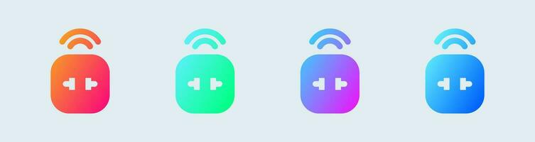 Smart plug solid icon in gradient colors. House control signs vector illustration.