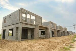 construction residential new house with prefabrication system in progress at building site photo