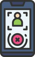Face Recognition Rejected Icon Image. vector