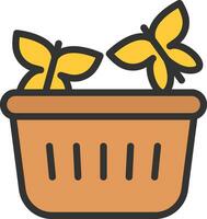 Butterflies in Basket Icon Image. vector