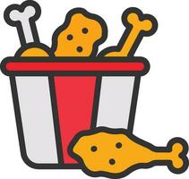 Chicken Piece Bucket Icon Image. vector