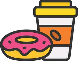 Coffee with Donut Icon Image. vector