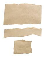 pedazo de marrón papel lágrima conjunto colección aislado en blanco antecedentes foto