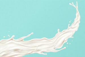 Splashing milk on blue background in 3d illustration vector