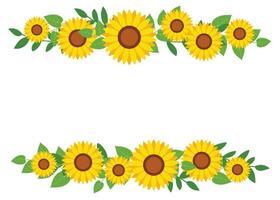 Sunflower border frame background. Sunflower template invitation greeting card. vector