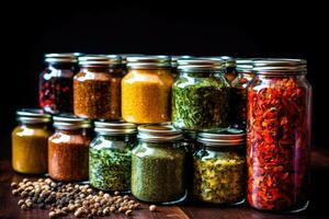 Spice Up Your Kitchen - A Mouthwatering Still Life of Vibrant Colors and Textures - AI generated photo