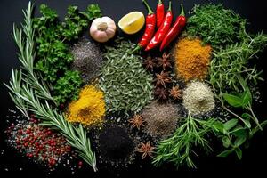 Kitchen Essentials - Capturing the Beauty of Fresh Herbs and Spices - AI generated photo