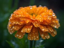 Macro Lens Magic - A Stunning Close-up of an Orange Marigold Flower - AI generated photo