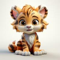 Cute tiger cartoon on white background photo