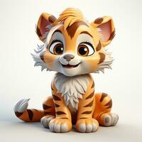 Cute tiger cartoon on white background photo