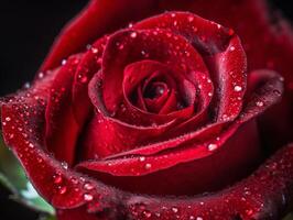 Amplifying the Beauty of a Red Rose - Macro Photography with a Blurred Background - AI generated photo