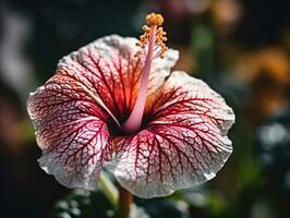 capturar el belleza de un hibisco flor - un realista y vistoso fotografía - ai generado foto