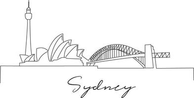 City Sydney Line Draw Vector