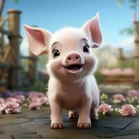 Pink cute pig cartoon photo