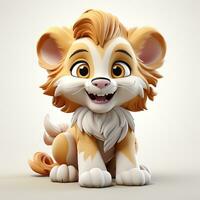 Cute lion cartoon on white background photo