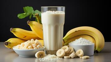 Sweet and fresh banana smoothie photo