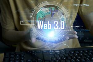 Digital communication concept and virtual screen technology WEB 3.0 and AI development photo