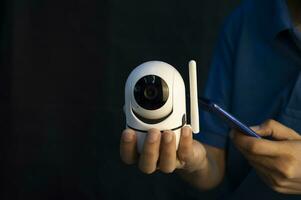 IP wifi wireless security camera supports Internet installation technology, security systems, smart home applications. photo