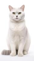 Burmilla cat sitting on white background AI Generative photo